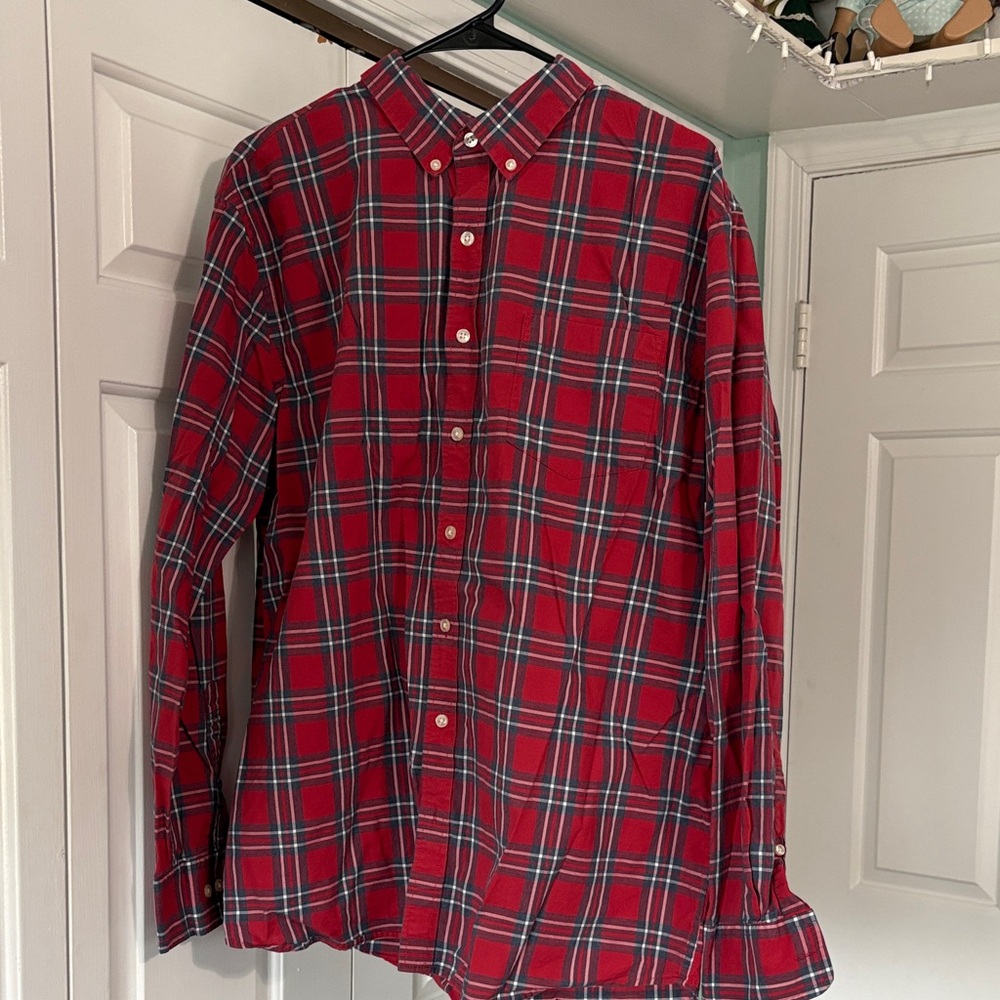 Sonoma Men's Red and Green Plaid Button Down Shirt
